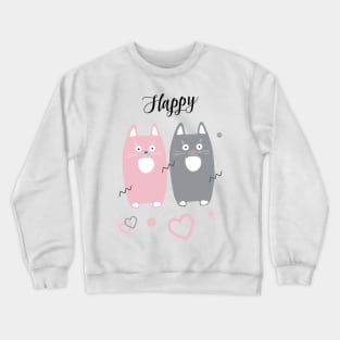 Gifts & Clothing Collection with Cute Cats animals, Pink & Grey Lovely Little Kittens, decoration. Love, Birthday, Anniversary - Gifts Crewneck Sweatshirt